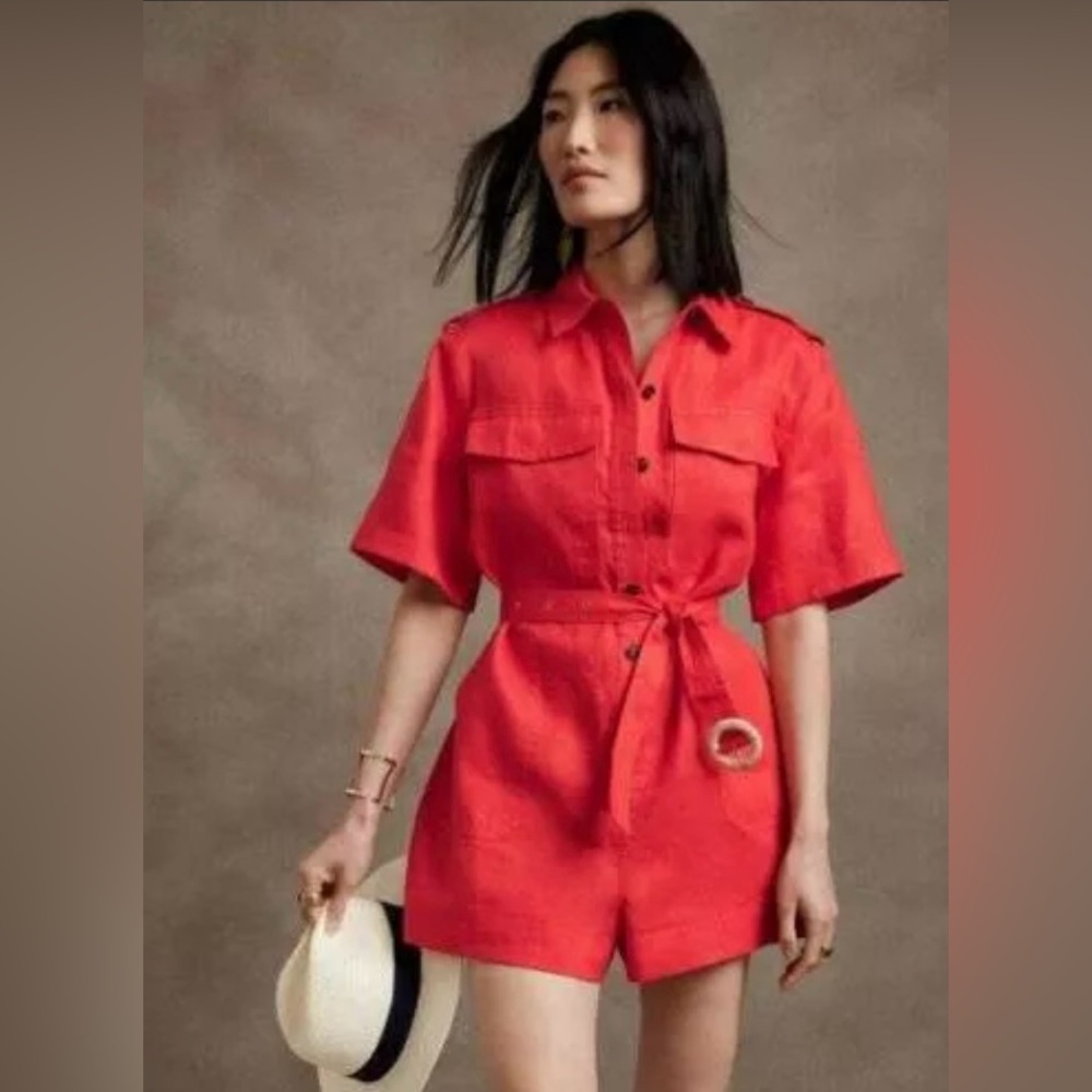Banana Republic Linen Belted Romper NWOT